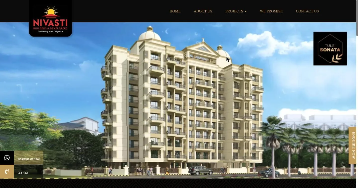Nivasti Builders homepage hero