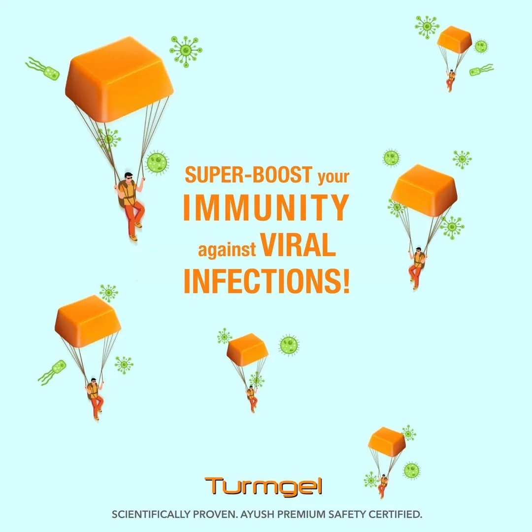 Turmgel social post: Super-boost your immunity against viral infections, with lozenges parachuting down