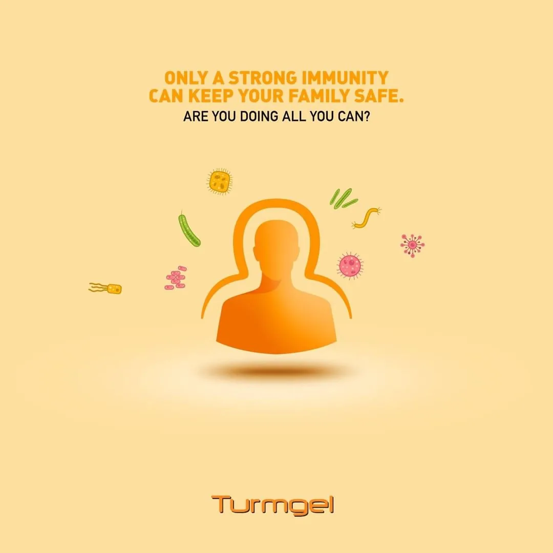 Turmgel illustration of a person shielded from germs in the immunity campaign